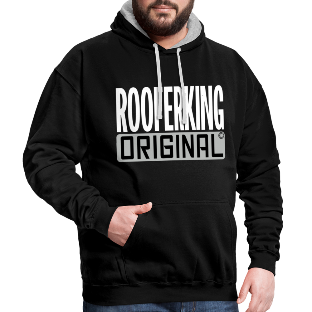 Rooferking Original - Kontrast Hoodie - Schwarz/Grau meliert